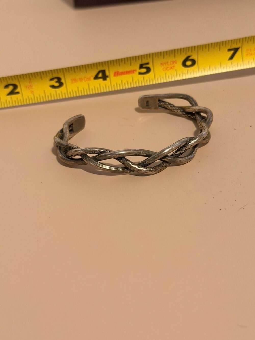 925 Sterling Silver Vintage Three-Strand Braided Weave Cuff Bracelet